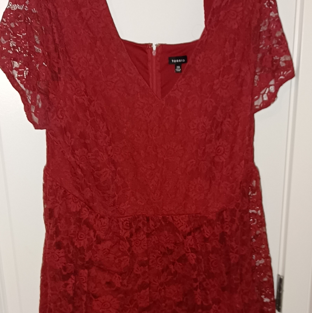 Torrid Plus Size Burgandy Lace Dress 20